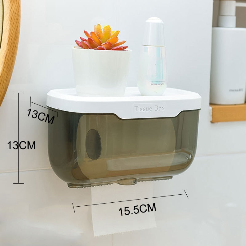 Waterproof Toilet Paper Holder Plastic Paper Towels Holder Wall Mounted Bathroom Shelf Storage Box Portable Toilet Roll Holder