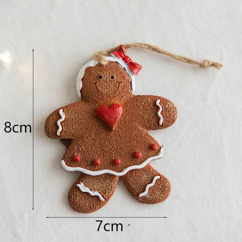 2024 Christmas Resin Gingerbread Man Christmas Tree Pendant Ornaments Holiday Party Supplies Home Party Navidad Christmas Decor