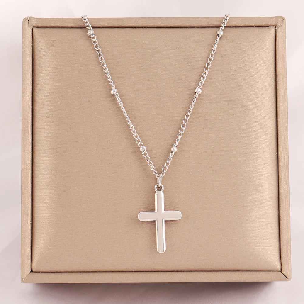 18k Gold Plated Stainless Steel Snake Chain Choker Necklace For Woman Cross Pendants Necklaces Gifts Men Jewelry