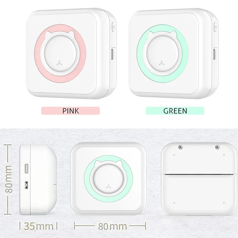 Portable Mini Thermal Printer Wirelessly BT 203dpi Photo Label