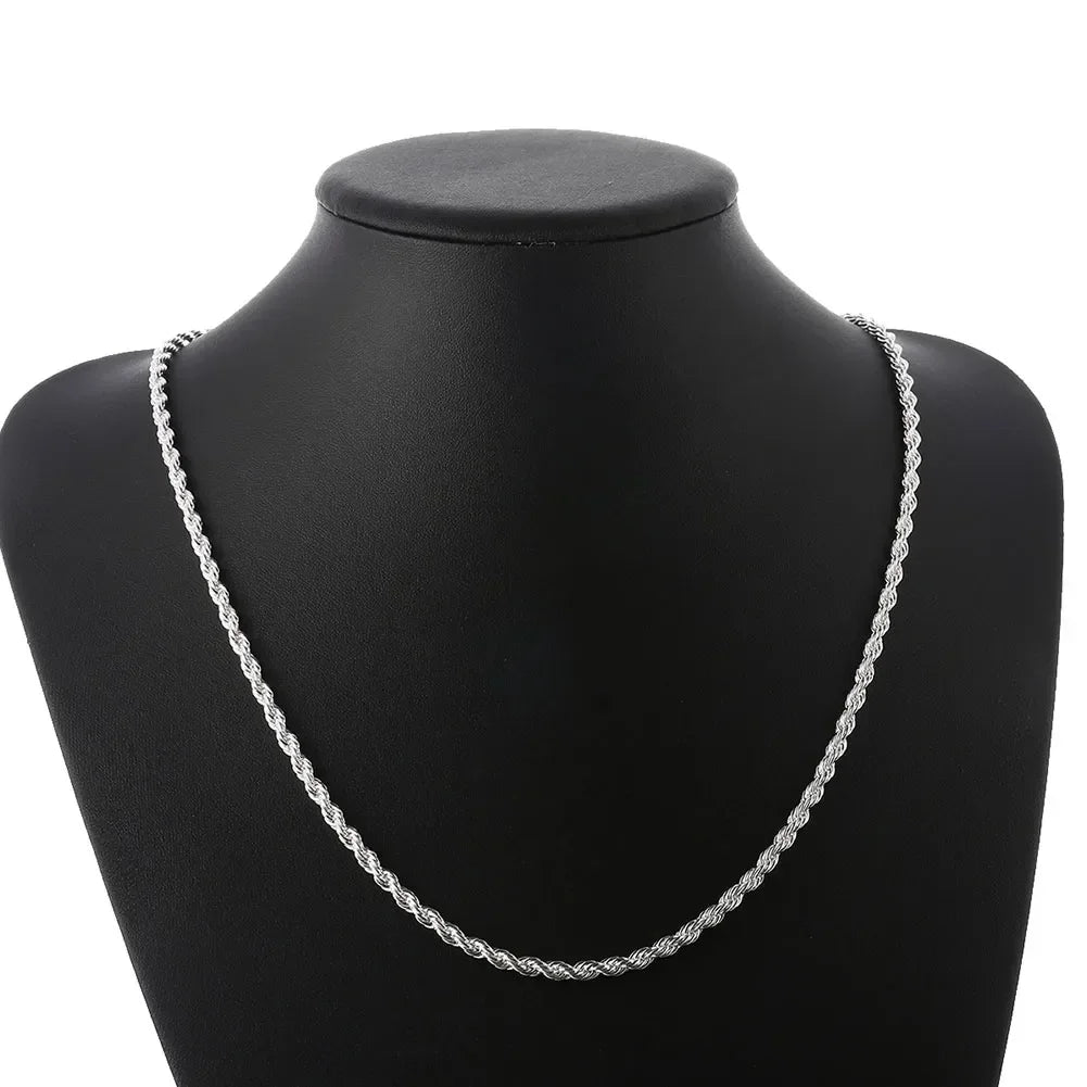 925 Sterling Silver European Style 6MM Flat Chain Necklace Bracelets Fashion for Man Women Girls Jewelry Sets
