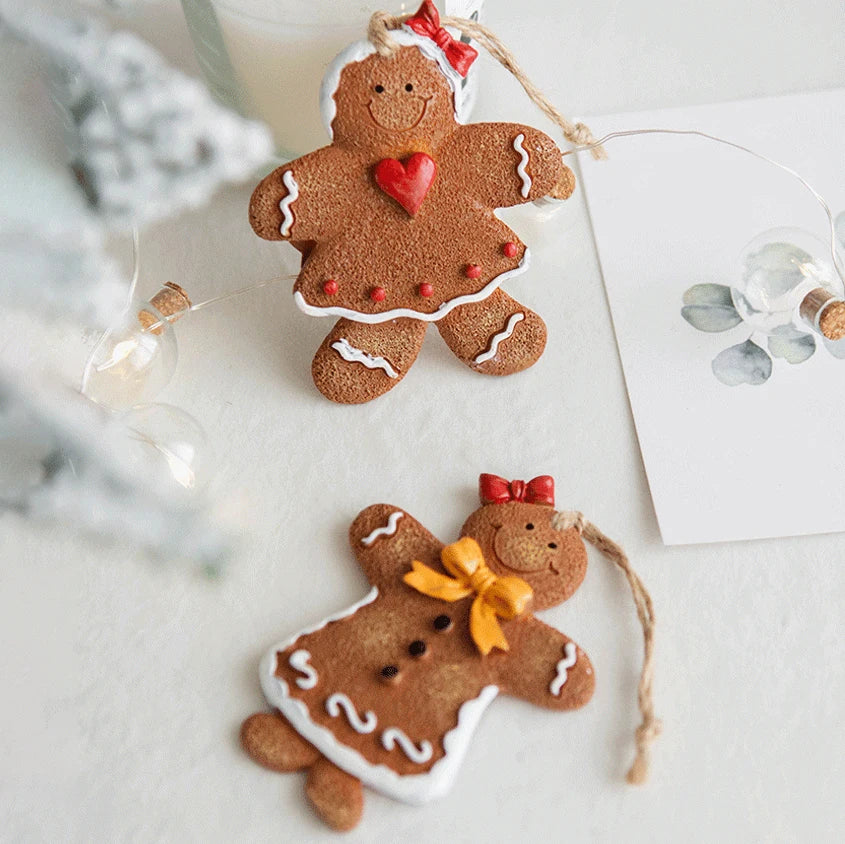 2024 Christmas Resin Gingerbread Man Christmas Tree Pendant Ornaments Holiday Party Supplies Home Party Navidad Christmas Decor