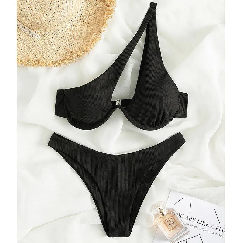 Sexy Bikinis Swimsuits Cut Out Women's Swimwear One Shoulder Biquini