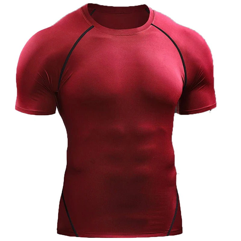 Compression Sportswear Running Elastic Quick Dry Sport Tops Tee Athletic Gym Workout Shirts Men