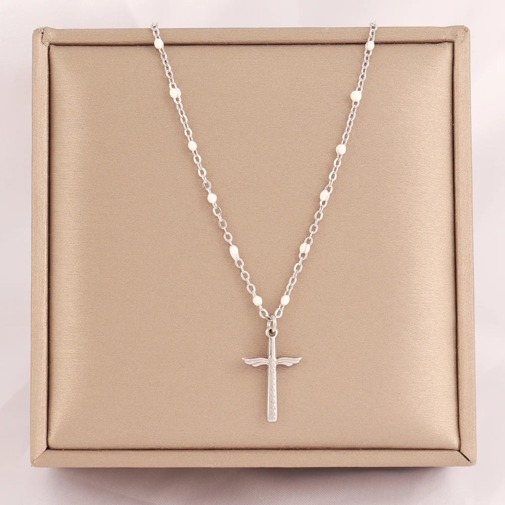 18k Gold Plated Stainless Steel Snake Chain Choker Necklace For Woman Cross Pendants Necklaces Gifts Men Jewelry