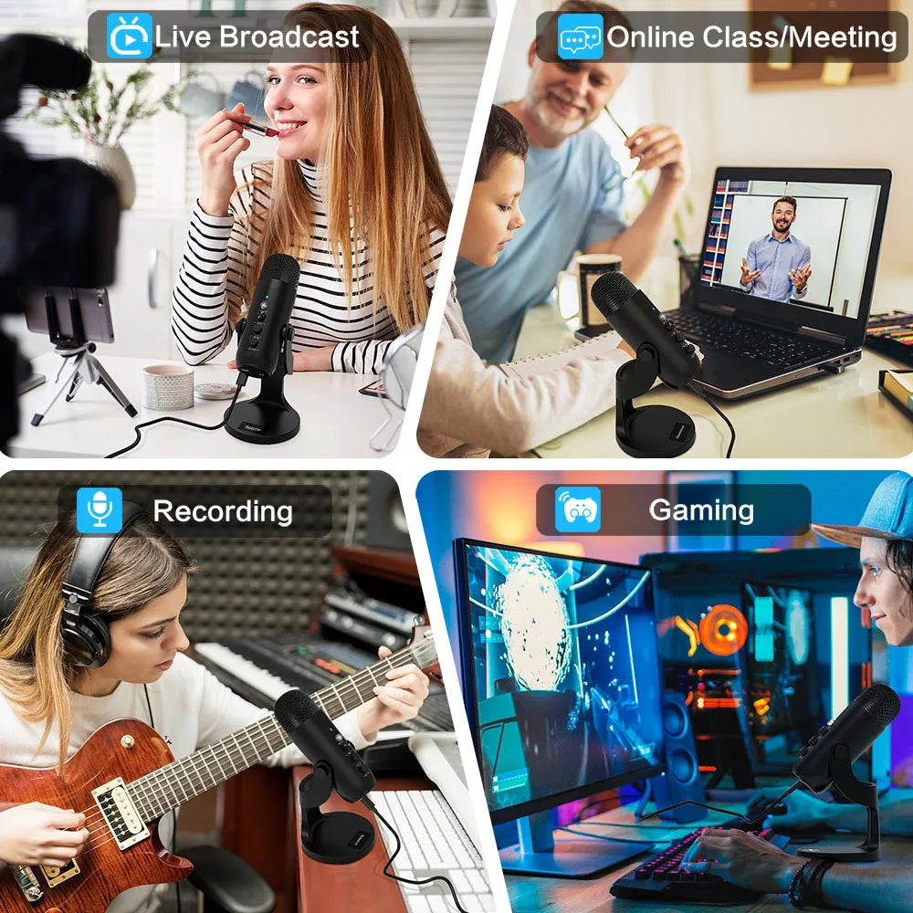 Haomuren Professional USB Condenser Microphone Studio Recording Mic for PC Computer Phone Gaming Streaming Podcasting K66