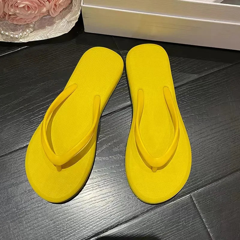 Solid Color Non-slip Leisure Couple Slippers Women Summer