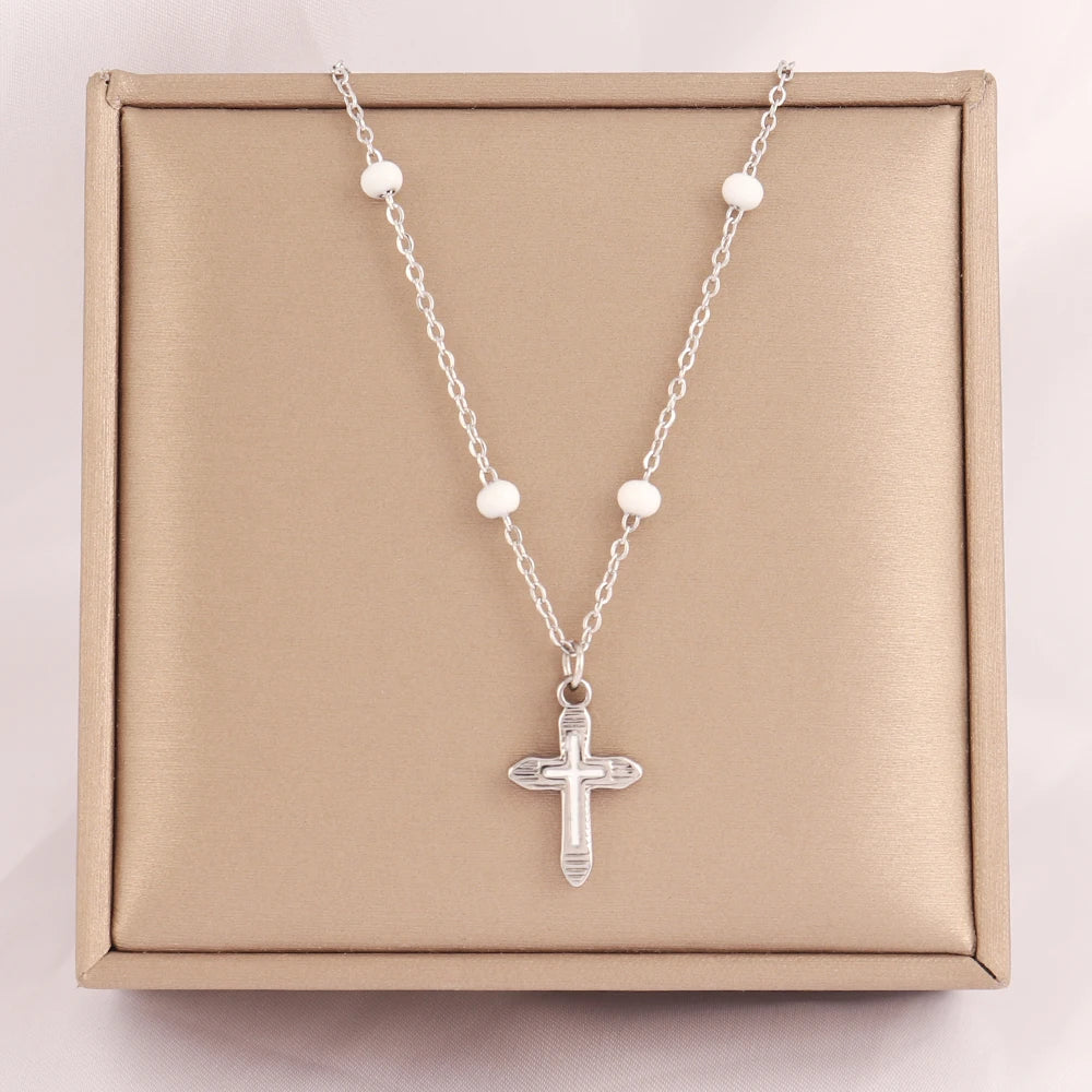 18k Gold Plated Stainless Steel Snake Chain Choker Necklace For Woman Cross Pendants Necklaces Gifts Men Jewelry