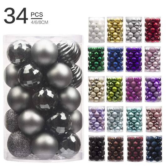 34Pcs Christmas Balls Ornaments for Xmas Christmas Tree Pendants Shatterproof Christmas Tree Decorations Hanging Ball for Party