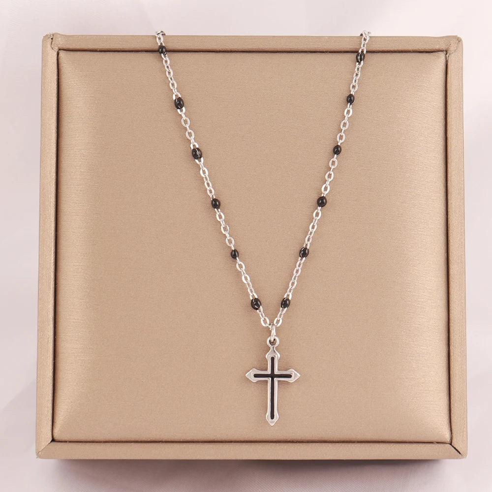 18k Gold Plated Stainless Steel Snake Chain Choker Necklace For Woman Cross Pendants Necklaces Gifts Men Jewelry