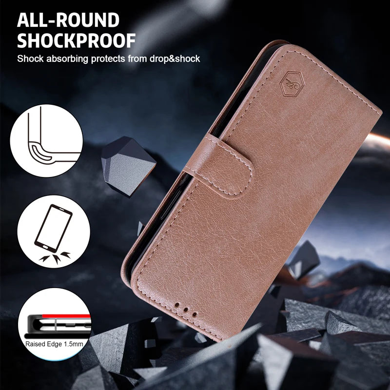 iPhone Solid Color Wallet Case Magnetic Flip Leather Funda