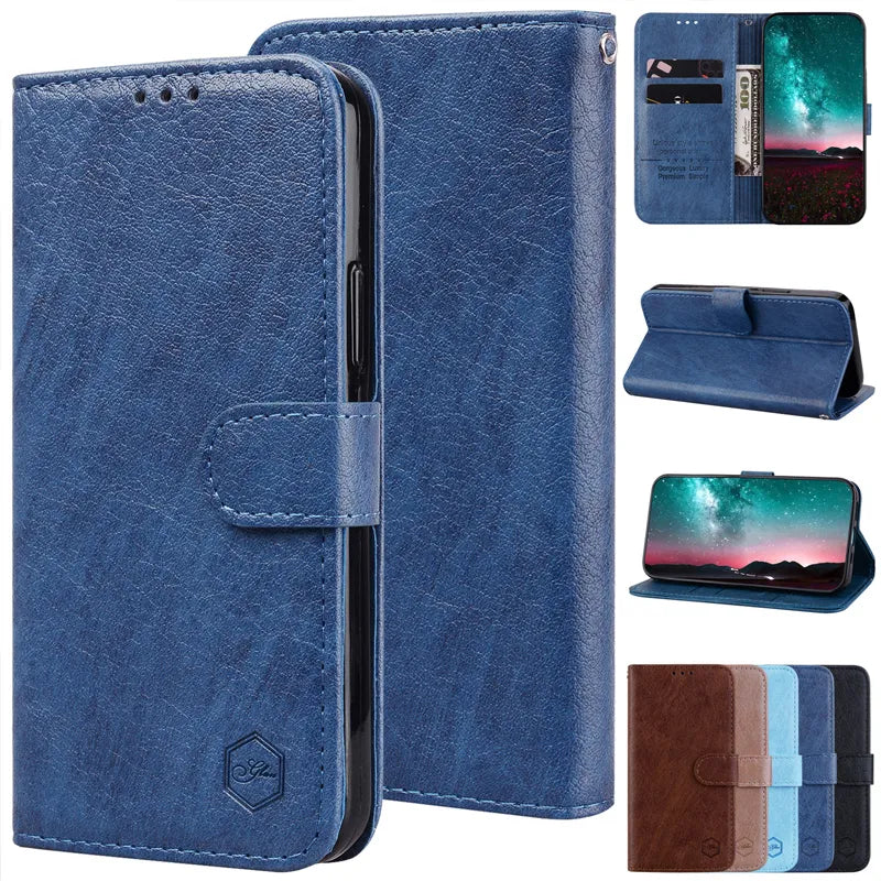 iPhone Solid Color Wallet Case Magnetic Flip Leather Funda