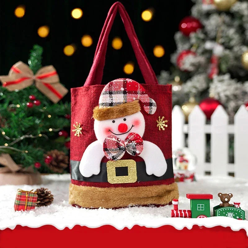 1PCS Christmas Gift Bags Handbags Tote Bags Candy Bags Snowman Bear Gift Bags Storage Bags Christmas Decoration 2024