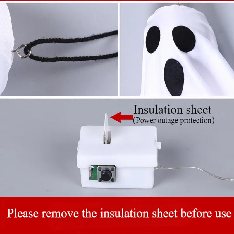 LED Glow Ghost Party Halloween Decoration for Home Indoor Outdoor Haunted House Bar Hanging Horror Props with Lights