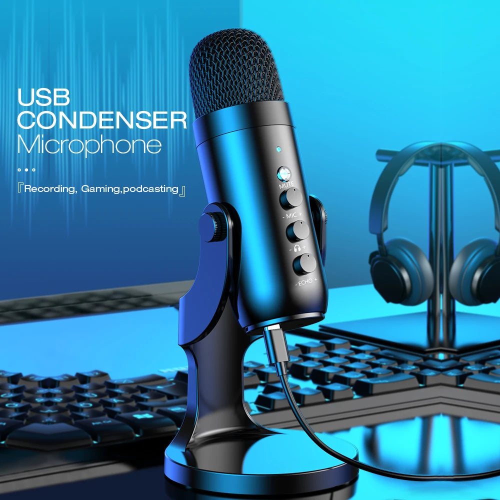 Haomuren Professional USB Condenser Microphone Studio Recording Mic for PC Computer Phone Gaming Streaming Podcasting K66