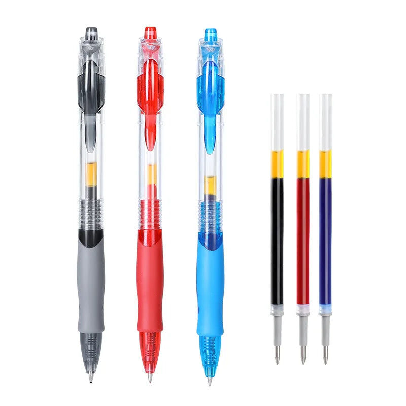 Roise Retractable Gel Pens Set Black/Red/Blue Ink