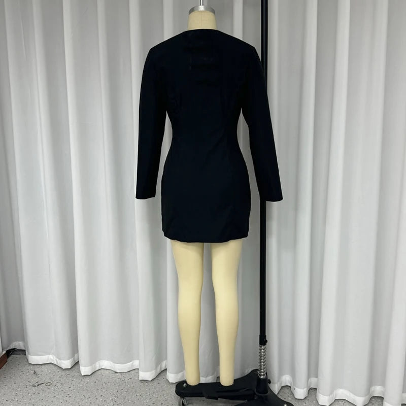 Waytobele Mini Dresses Girls Sexy V Neck Long Sleeve