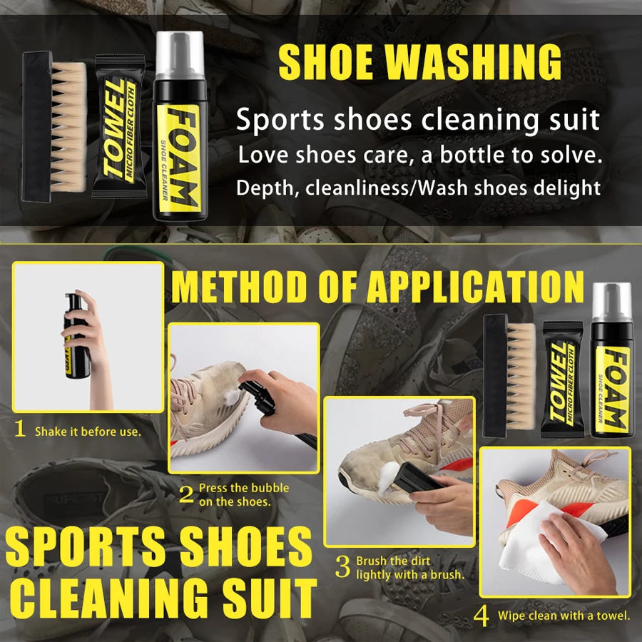 Shoe Cleaning Kit, shoe cleaner - sports shoe cleaning solution, equipped with shoe cleaning brush and ultra-fine fiber cleaning