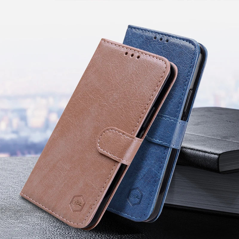 iPhone Solid Color Wallet Case Magnetic Flip Leather Funda