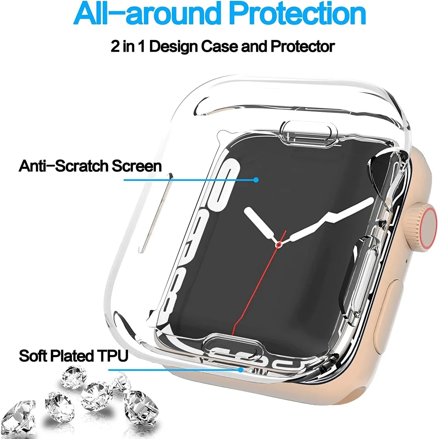 Cover for Apple watch case 44mm 40mm 42mm 38mm All-around TPU Clear Protector Bumper Apple watch series 6 se 5 4 3 7 8 45mm 41mm