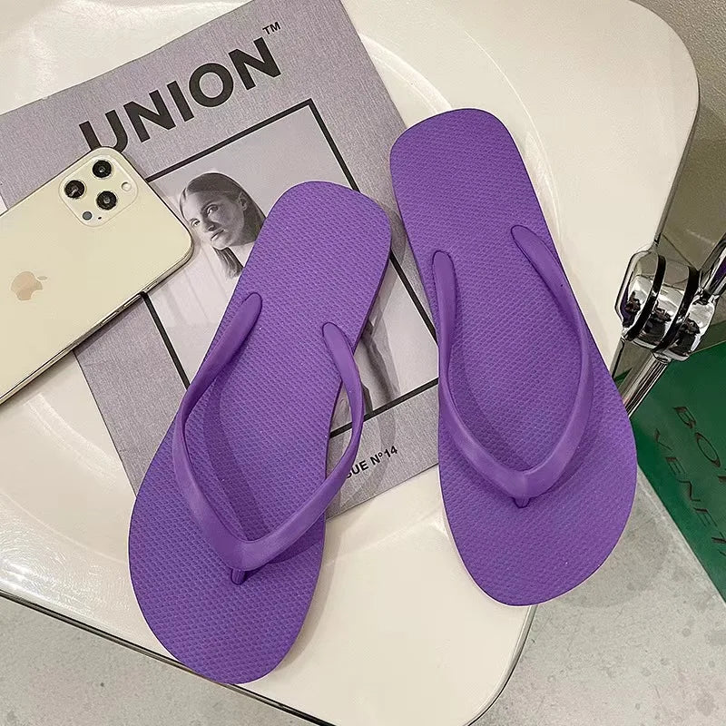 Solid Color Non-slip Leisure Couple Slippers Women Summer