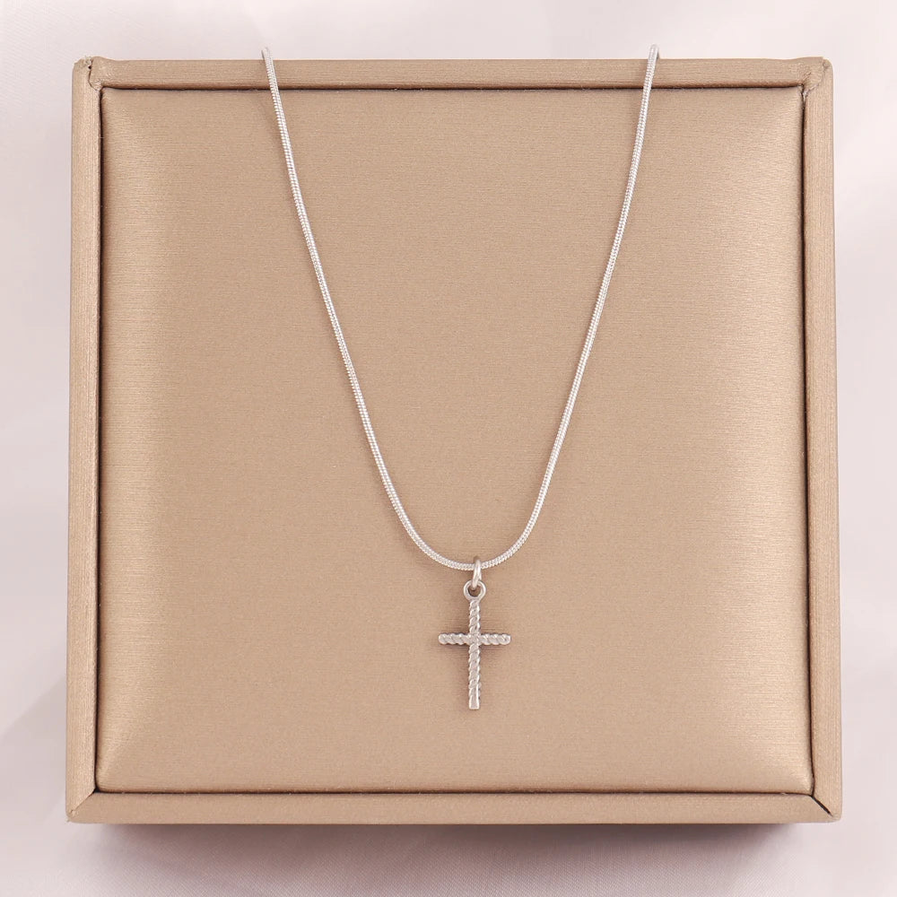 18k Gold Plated Stainless Steel Snake Chain Choker Necklace For Woman Cross Pendants Necklaces Gifts Men Jewelry