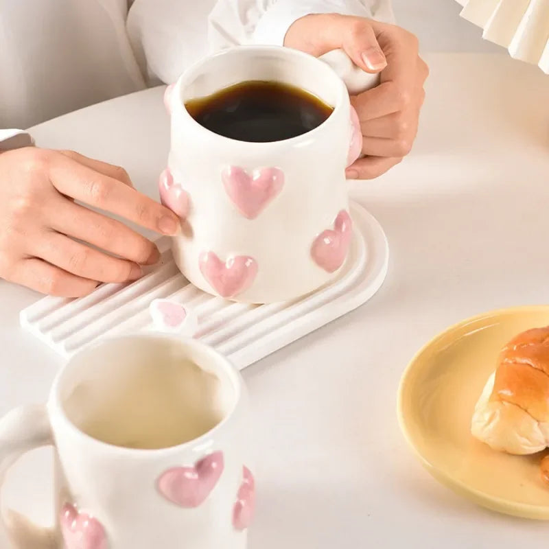 Cute Heart Pink Ceramic Mug
