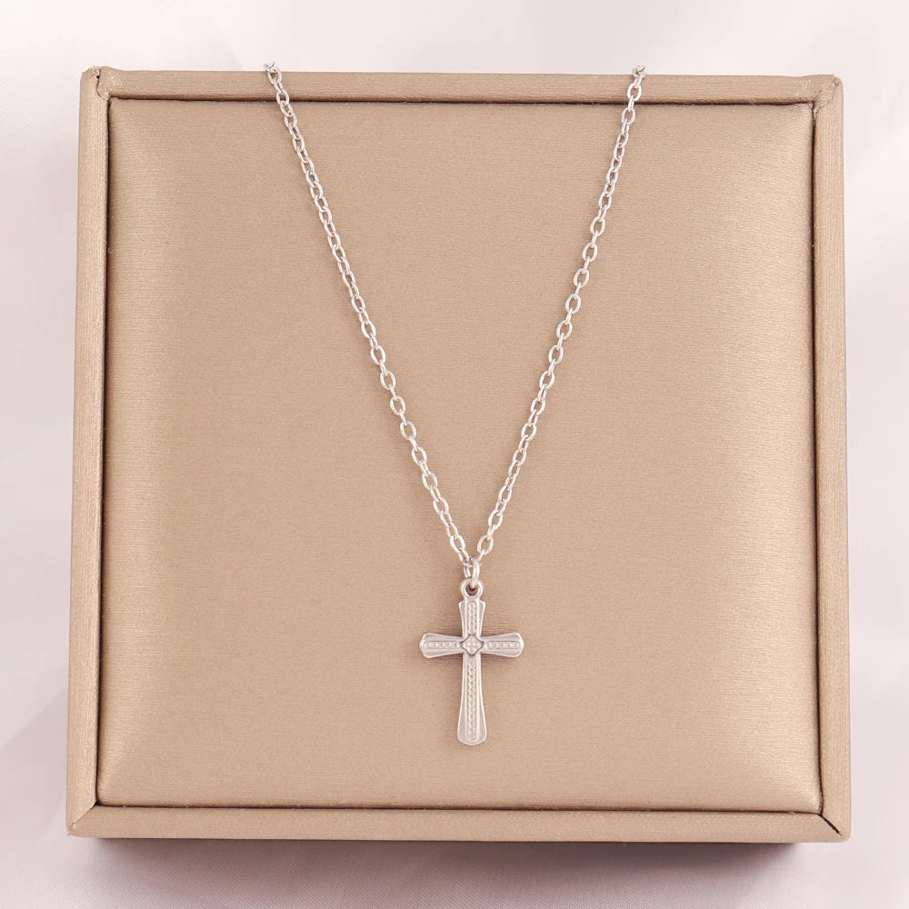 18k Gold Plated Stainless Steel Snake Chain Choker Necklace For Woman Cross Pendants Necklaces Gifts Men Jewelry