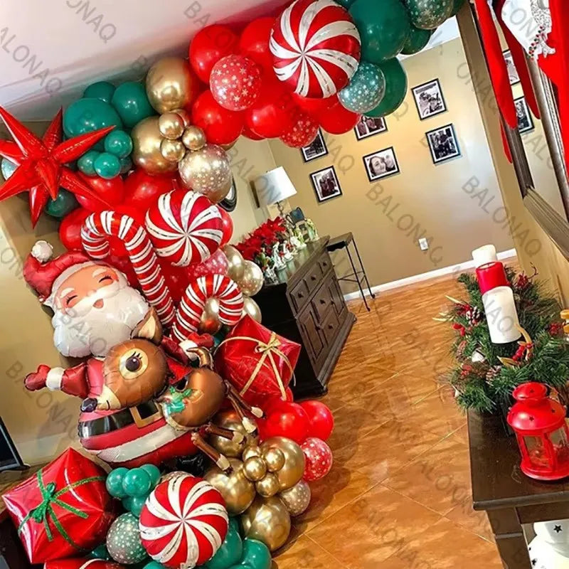 1Set Christmas Balloons Santa Claus Balloons For Christmas Party Decor Kids Birthday Decorations Navidad 2024 Latex Globos