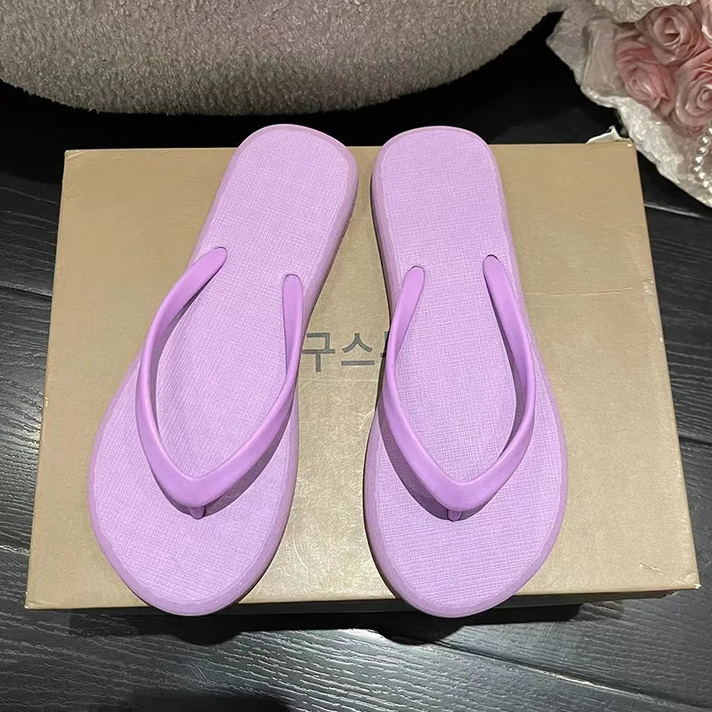 Solid Color Non-slip Leisure Couple Slippers Women Summer