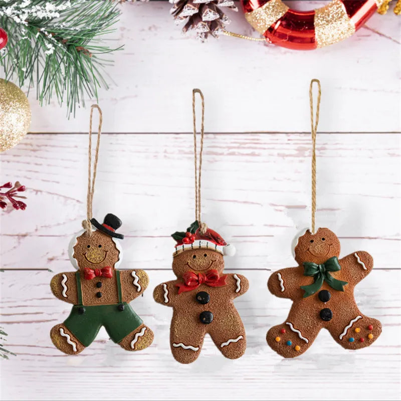 2024 Christmas Resin Gingerbread Man Christmas Tree Pendant Ornaments Holiday Party Supplies Home Party Navidad Christmas Decor
