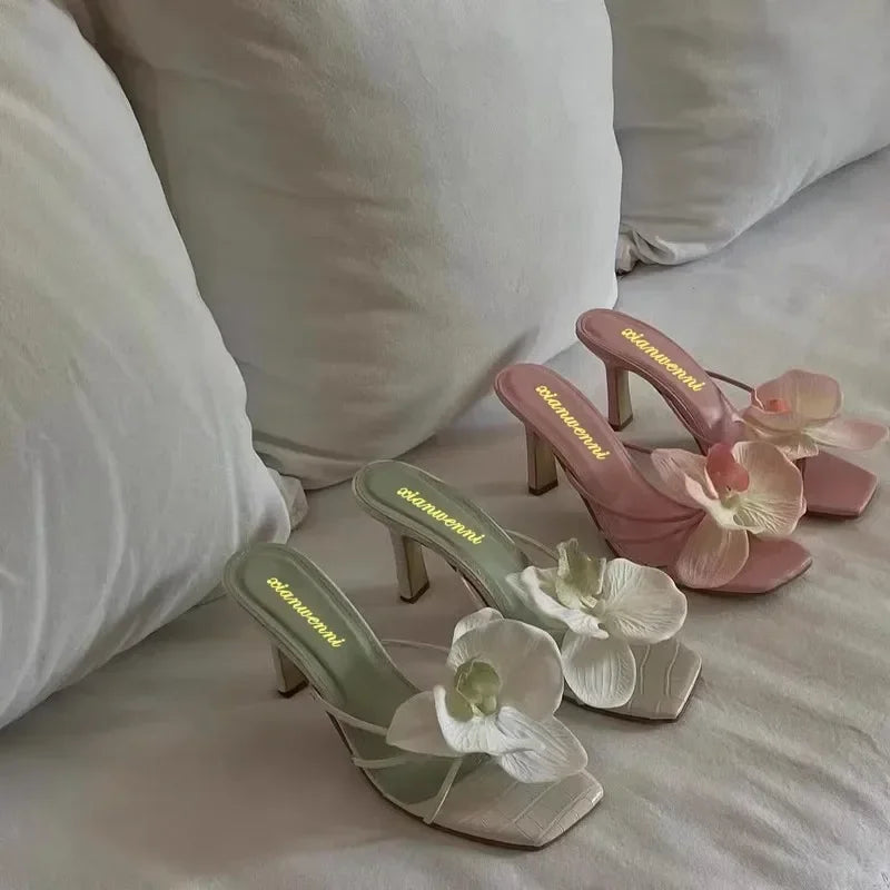 Summer New Elegant Flowers Design Women's High Heel