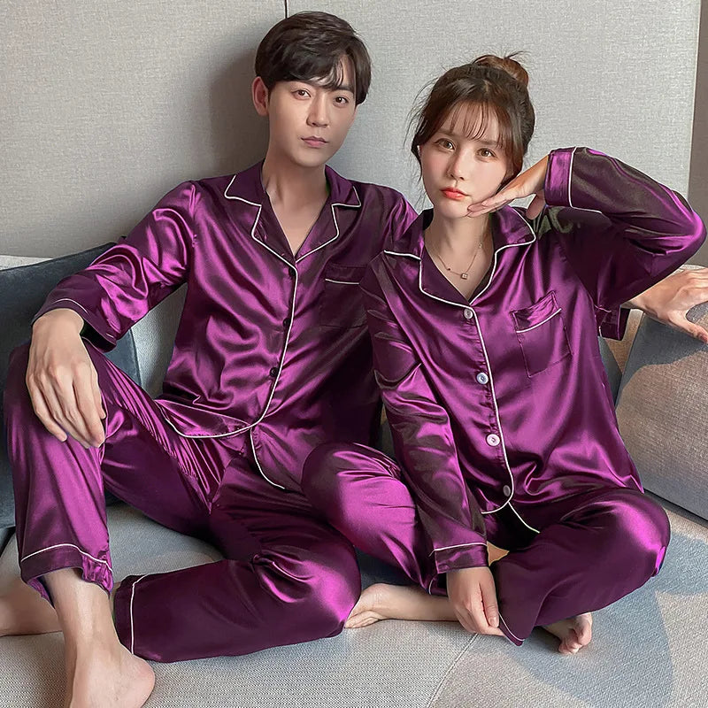 Couple Pajama Sets For Mens Pyjama Loungewear Long Sleeve Sleep