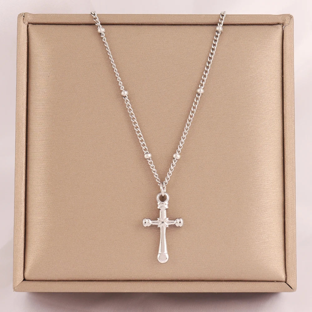 18k Gold Plated Stainless Steel Snake Chain Choker Necklace For Woman Cross Pendants Necklaces Gifts Men Jewelry
