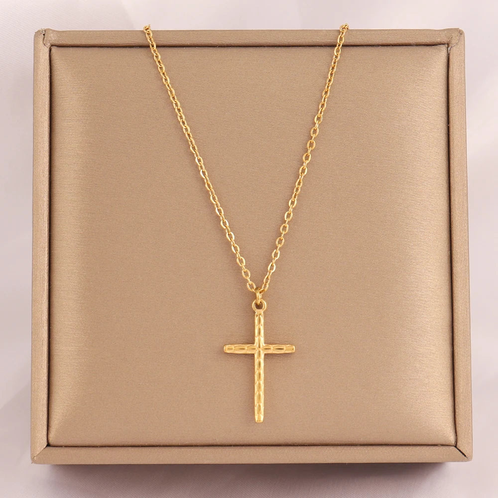 18k Gold Plated Stainless Steel Snake Chain Choker Necklace For Woman Cross Pendants Necklaces Gifts Men Jewelry