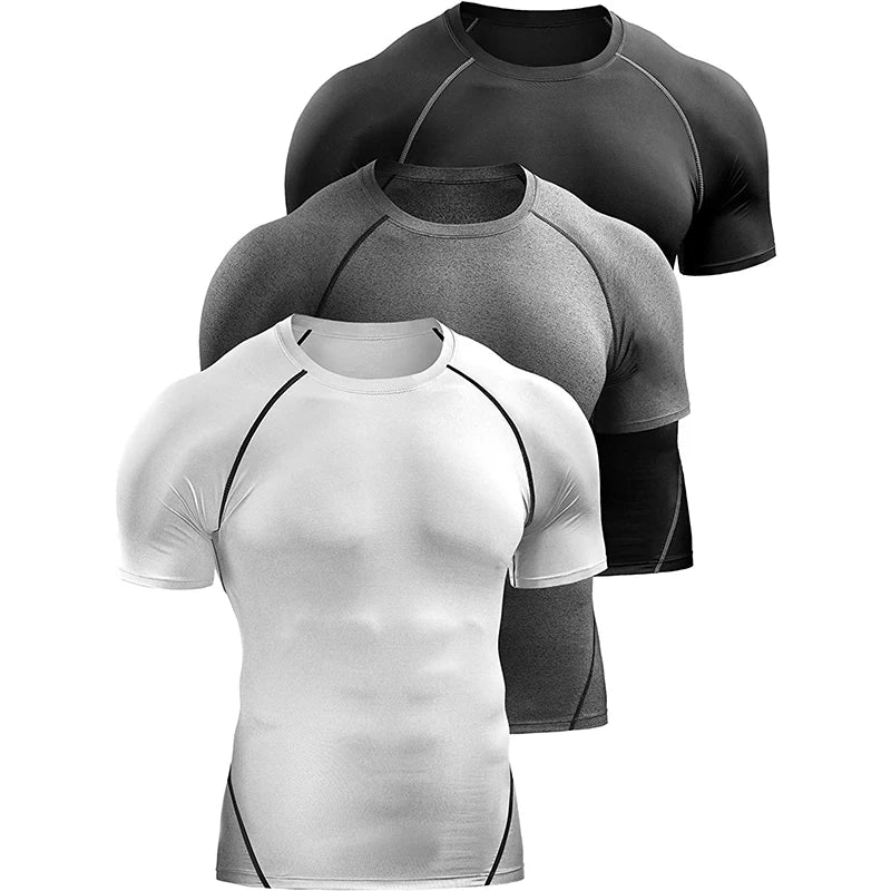 Compression Sportswear Running Elastic Quick Dry Sport Tops Tee Athletic Gym Workout Shirts Men