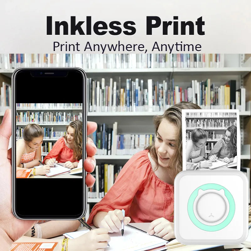 Portable Mini Thermal Printer Wirelessly BT 203dpi Photo Label