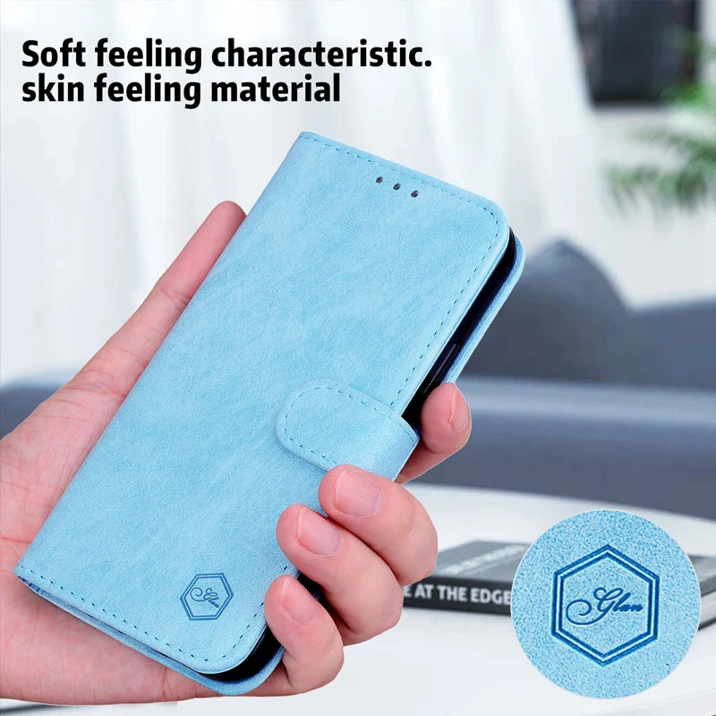 iPhone Solid Color Wallet Case Magnetic Flip Leather Funda