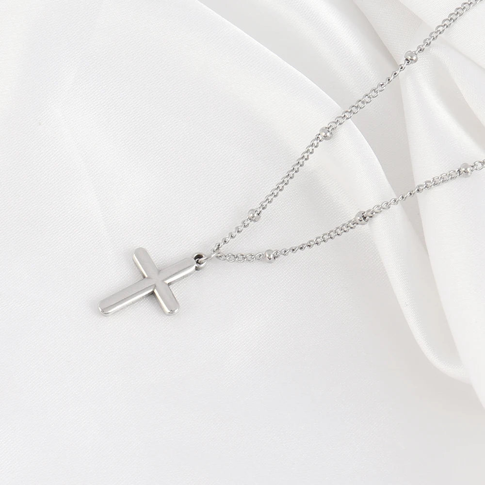 18k Gold Plated Stainless Steel Snake Chain Choker Necklace For Woman Cross Pendants Necklaces Gifts Men Jewelry