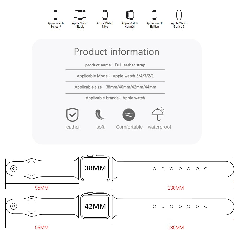 Real Leather Strap For Apple Watch