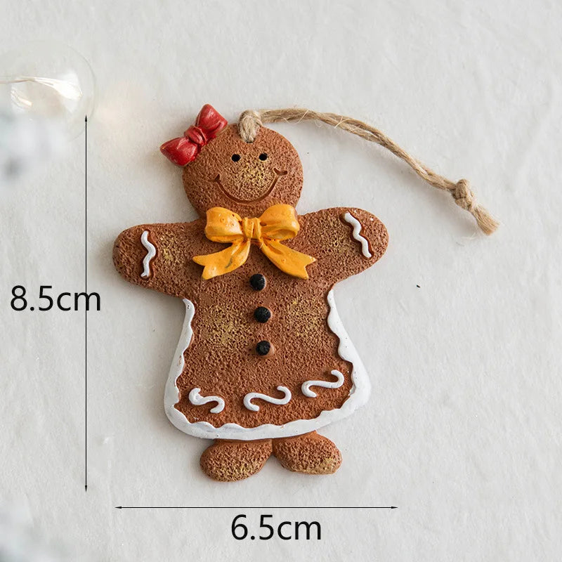 2024 Christmas Resin Gingerbread Man Christmas Tree Pendant Ornaments Holiday Party Supplies Home Party Navidad Christmas Decor
