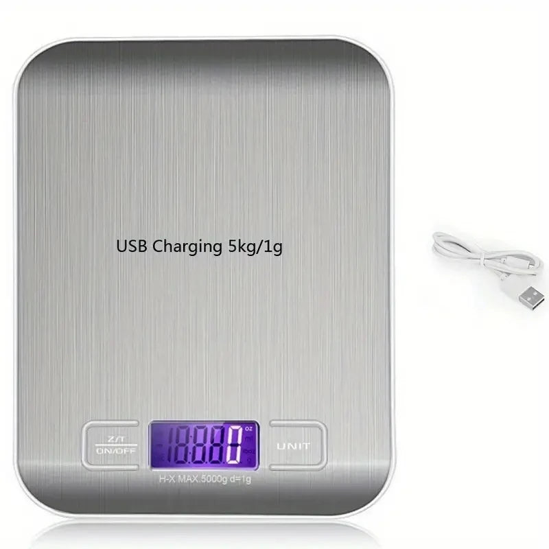Kitchen Digital Scale Multi-function Portable Weighing Scale LCD Display USB Charging Electronic Scales Baking Measuring Tools