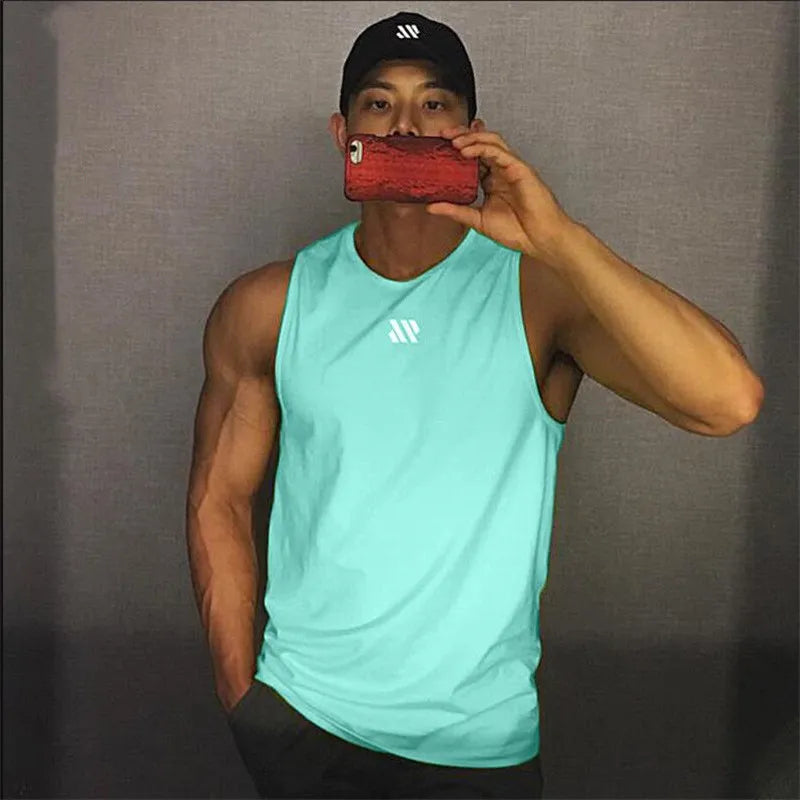 Mens Gym Tank top Men Fitness Sleeveless Shirt Male Mesh Breathable Fitness Sports Vest Undershirt Gyms Running Vest Men