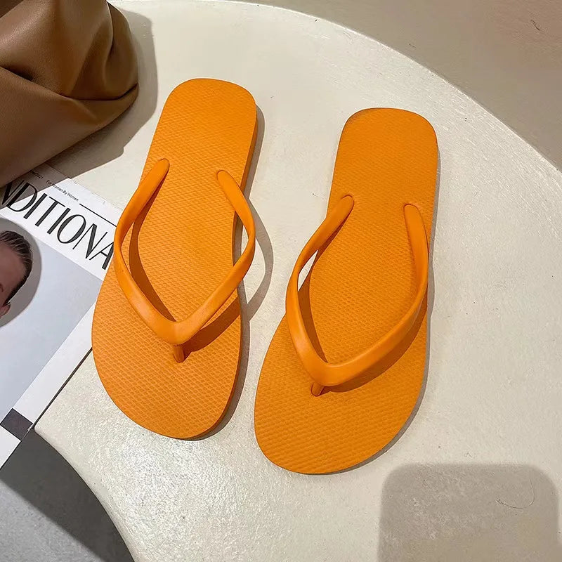 Solid Color Non-slip Leisure Couple Slippers Women Summer