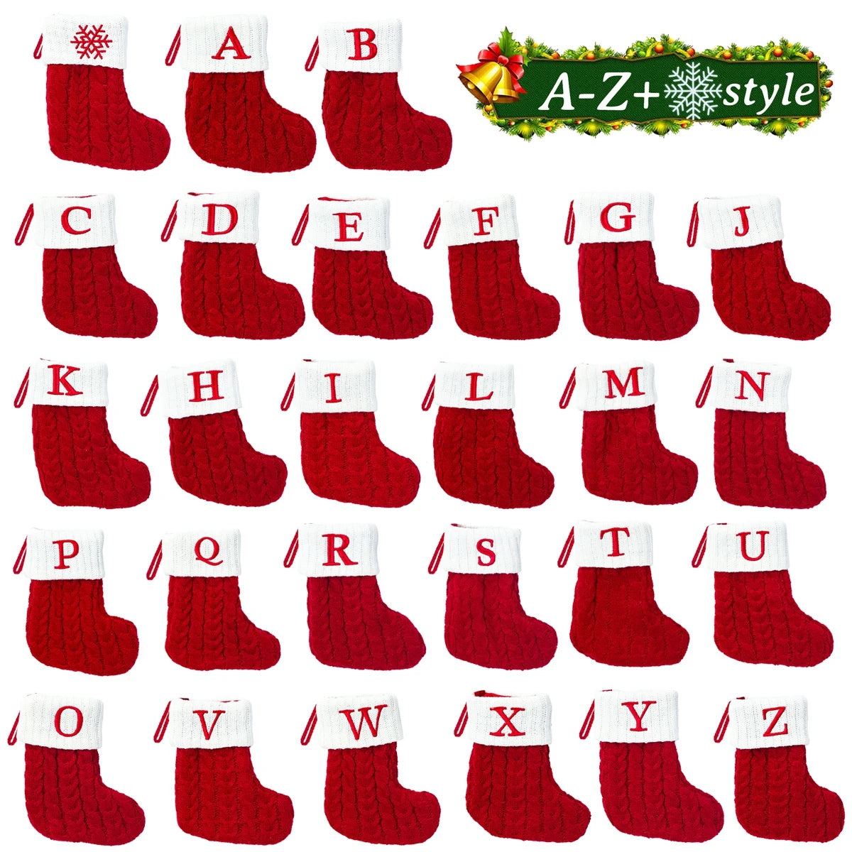 Christmas Letter Knitting Socks Snowflake Stocking 2024 Christmas Decoration for Home Xmas Tree Ornament Gift Navidad Natal 2025