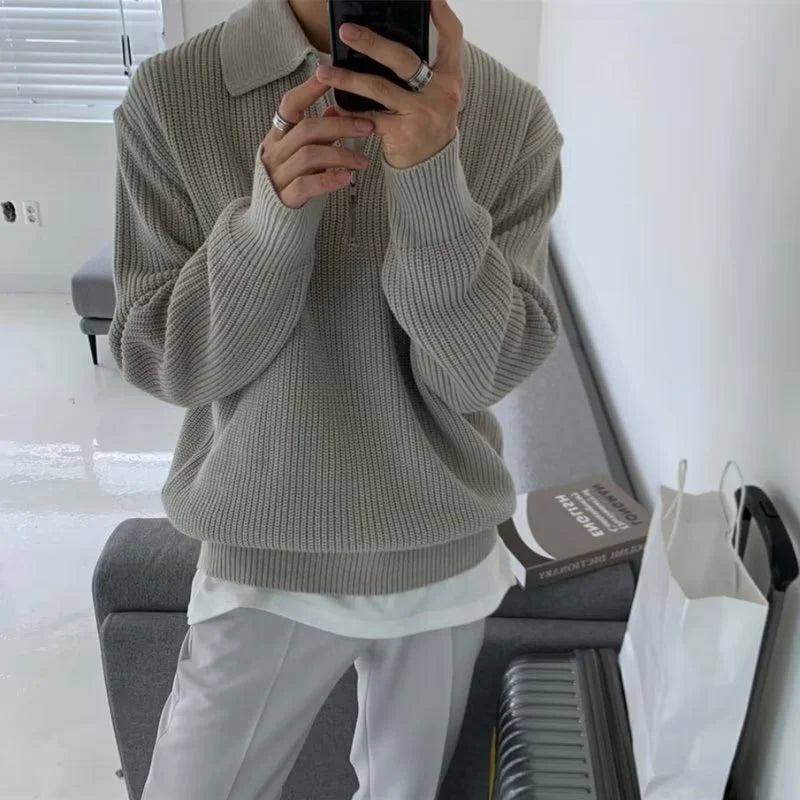Men Korean Fashion Knitwear Sweater Casual Pullovers Jumpers