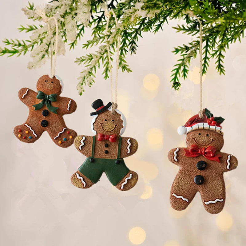 2024 Christmas Resin Gingerbread Man Christmas Tree Pendant Ornaments Holiday Party Supplies Home Party Navidad Christmas Decor