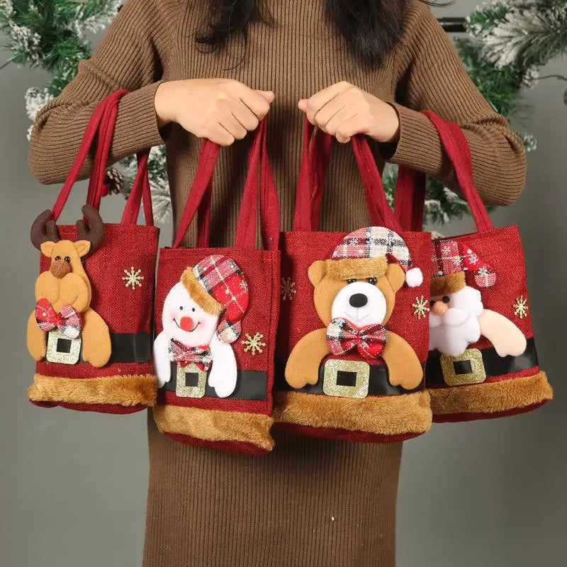 1PCS Christmas Gift Bags Handbags Tote Bags Candy Bags Snowman Bear Gift Bags Storage Bags Christmas Decoration 2024