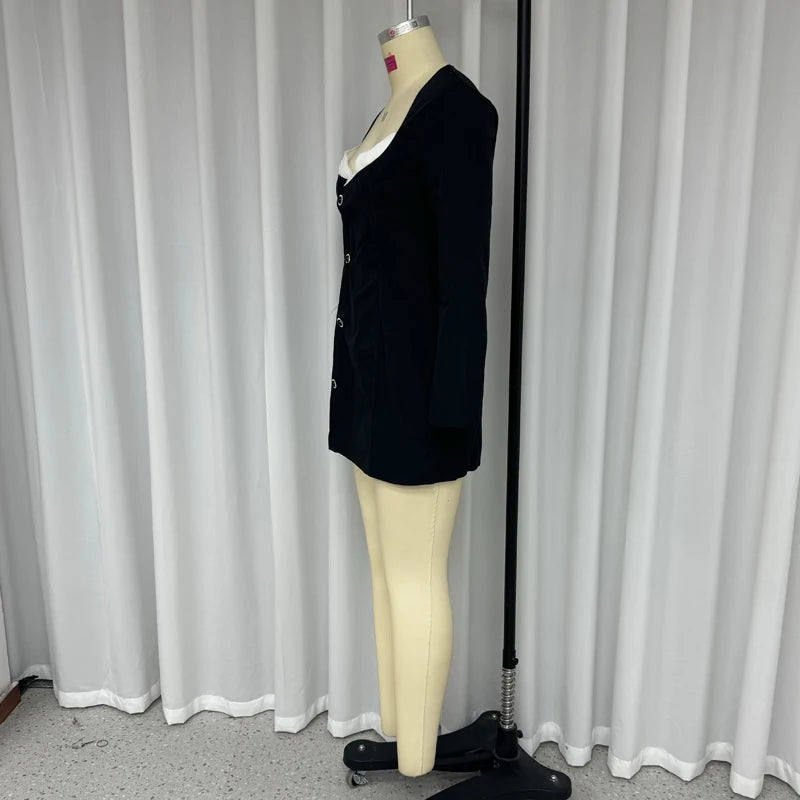 Waytobele Mini Dresses Girls Sexy V Neck Long Sleeve