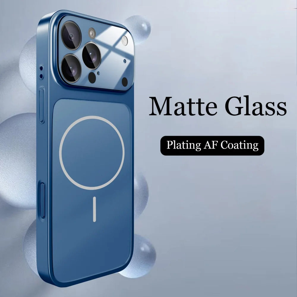 Glass Nano Matte Case For iPhone 17 Air 16 15 14 13 Pro Max 17Pro Magnetic